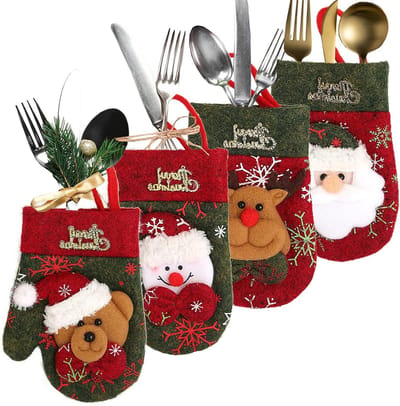 Set van 4 Kerstbestekhouders voor Tafeldecoratie