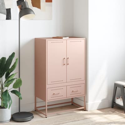 vidaXL - Hoge - kast - 68x39x111,5 - cm - koudgewalst - staal - roze