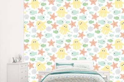Behang - Fotobehang Zeedieren - Baby - Schelpen - Breedte 315 cm x hoogte 260 cm