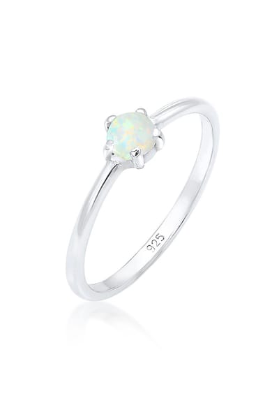 Elli Dames Ring Dames Band Basis Geo met Synthetische Opaal in 925 Sterling Zilver