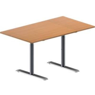 Schäfer Shop  Genius Vergadertafel MODENA FLEX, in hoogte verstelbaar, rechthoekige vorm, T-poot ronde buis, B 1400 x D 800 mm, beukenpatroon