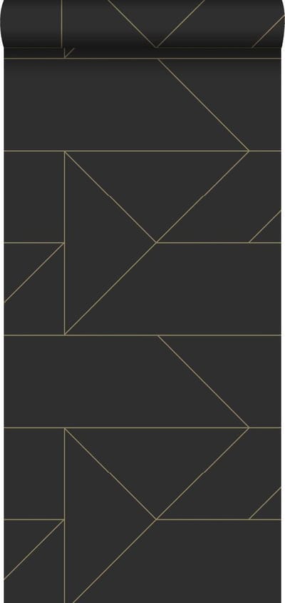 Origin Wallcoverings behang grafische lijnen zwart en goud - 347726 - 0,53 x 10,05 m