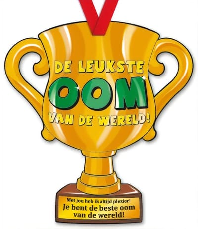 Paper Dreams Trofee Leukste Oom Van De Wereld! 33 Cm Karton Goud