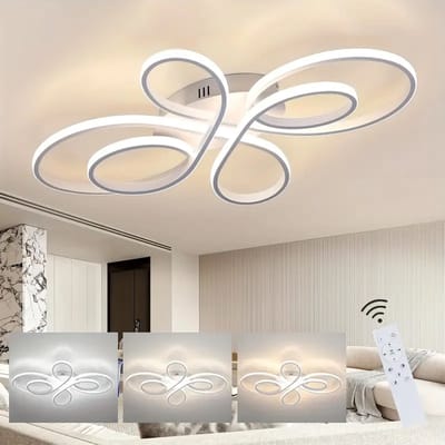 Krullen Plafondlamp - Plafondlamp 100 cm - Wit - Dimbaar Met Afstandsbediening - Moderne Led Verlichting - Woonkamer Lamp - Plafonniere