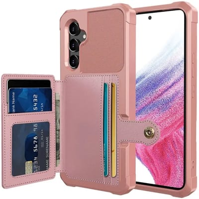 Portemonnee Hoesje Geschikt voor de Samsung Galaxy A34 - Back Cover met Pasjeshouder - Telefoonhoesje voor Pinpas - Kaarthouder op Achterkant - Case met Magneet voor Auto Houder Roze