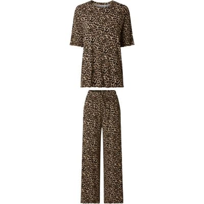 ESMARA Dames geribde pyjama (Print, XS (32/34))