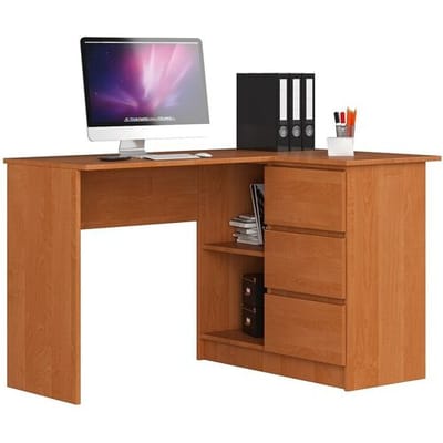 Akord Hoekbureau B16 Rechterzijde Olijfgroen - 124x77x85 cm - 3 Lades - Els Mat Afwerking - Zelfmontage
