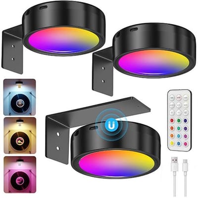 3 stuks - Wandlamp binnen - Draadloze LED-fotolijstverlichting - USB-oplaadbaar - Op afstand bedienbaar - Wandverlichting - Werkt op batterijen - Spot - Olieverfschilderijen - Posters - Foto's - Decoratieve verlichting - Zwart