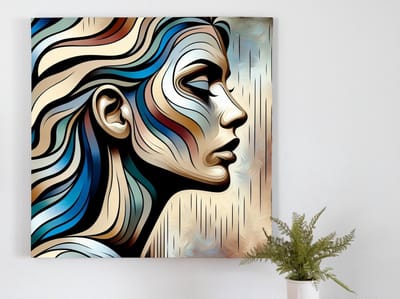 Acryl vrouw schilderij | Levendige expressie van vrouwelijkheid: Een acryl meesterwerk in kunst | Kunst - 80x80 centimeter op Forex | Foto op Forex