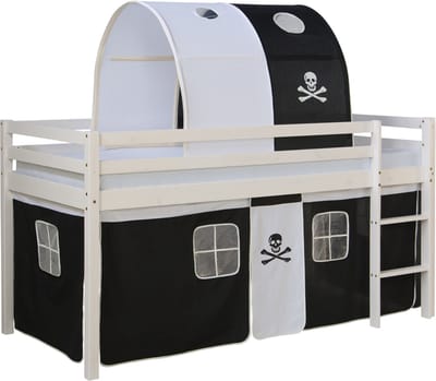 Homestyle4u Hoogslaper - 90x200 cm - Wit - met lattenbodem - Tunnel