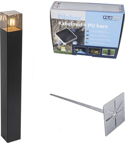 QAZQA gijs - Moderne Staande Buitenlamp | Staande Lamp voor buiten - 1 lichts - H 70 cm - Zwart - Buitenverlichting