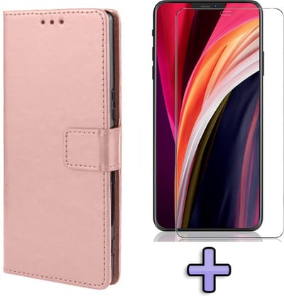 HB Hoesje Geschikt voor Apple iPhone 12 & 12 Pro Rosegoud - Portemonnee Book Case - Kaarthouder & Magneetlipje & Glazen Screenprotector