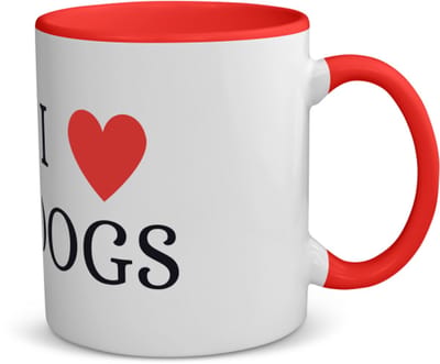 Akyol - i love dogs koffiemok - theemok - rood - Honden - cadeau honden liefhebber - cadeau - dog lover - 350 ML inhoud