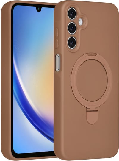 TUNIQ telefoonhoesje voor Samsung Galaxy A15 5G - MagSafe met ringstand - Bruin