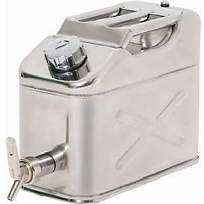 Veiligheidscontainer, roestvrij staal 1.4301 gepolijst, 10 l, B 170 x D 445 x H 280 mm, schroefstop, ontluchtingsventiel