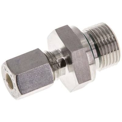 G 3/8'' Buitendraad x 6L RVS Rechte Knelfitting met FKM Afdichting 315 Bar DIN 2353 - FL2S-MO-STFP-038G-06-L