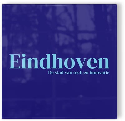 Tegeltje Eindhoven Stad van tech en innovatie - donkerblauw lichtblauw - tegeltje stad - tegeltje met tekst