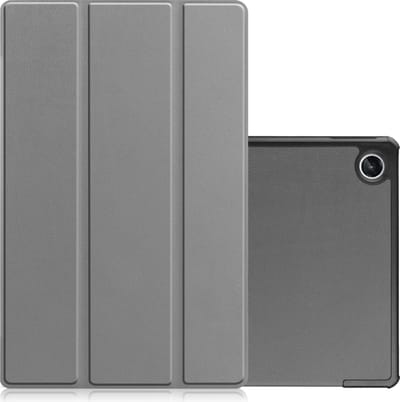 Hoes - Geschikt voor Lenovo Tab M10 Plus (3e / 3rd Generatie) - Dun & Stevig - Trifold Bookcase - Hard Cover - Hardcover Book Case - Tablet Hoesje - Grijs