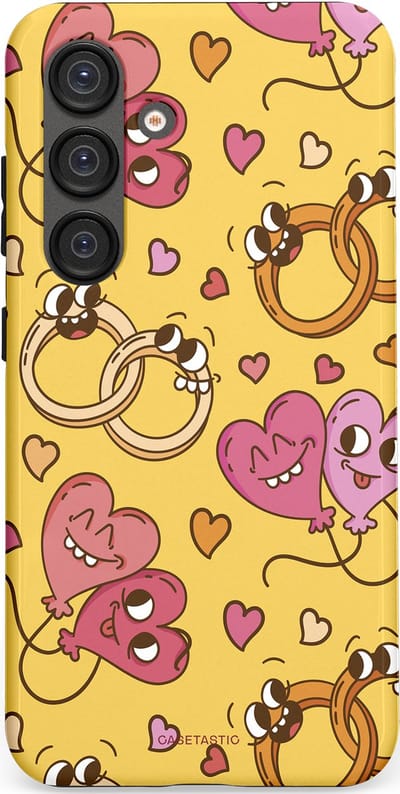 Casetastic Hoesje Geschikt voor Samsung S25 - Stijlvolle Beschermende Duo-layer Case - Gele Hartenpret