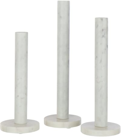 J-Line kaarshouder Marmer - steen - wit - set van 3