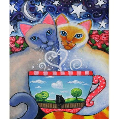 Peinture Diamant Ronde Amateurs de Chats Broderie Point de Croix Mosaïque Strass Décoration d'Intérieur 20X30CM pink