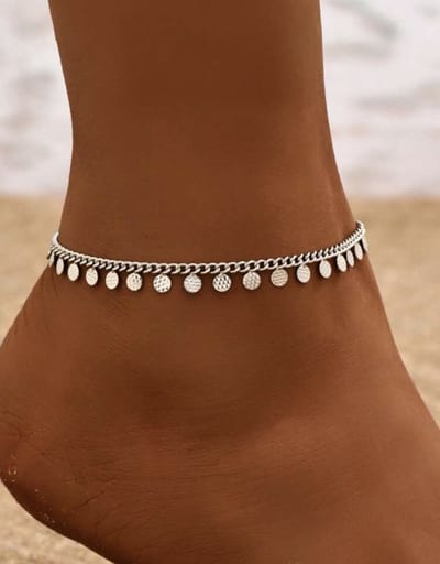 Coin anklet - Roestvrijstaal Enkelsieraad - roestvrij staal enkelbandje- enkelbandje - stainless steel anklet bracelet - stainless steel enkelbandje - anklet bracelet - minimalistisch dubbel enkelbandje - roestvrij staal - verstelbaar