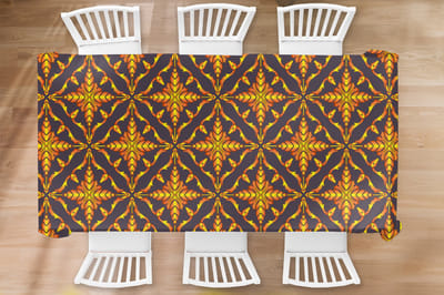 Kerst Tafelkleed - Kerstmis Decoratie - Tafellaken - Patronen - Kerst - Goud - 260x130 cm - Kerstmis Versiering - Tafeldecoratie Kerstmis - Kerstdecoratie tafel - Tafelversiering