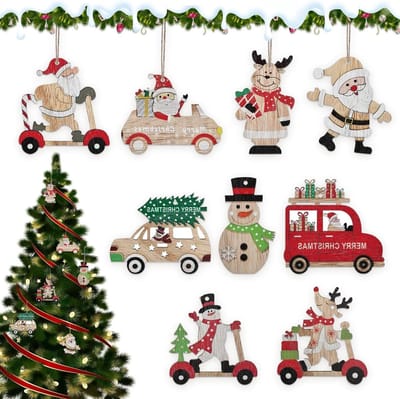 Houten Kerstversieringen, 27 Stuks, Decoratieve Hanger voor Kerstboom, Feestdecoratie en Cadeaus