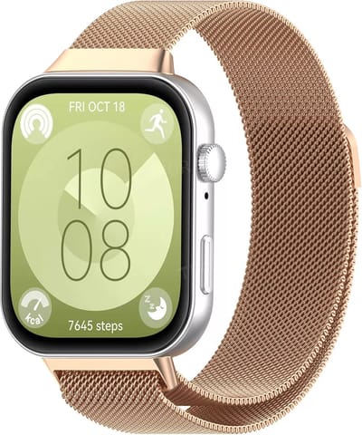 Strap-it Milanees gevlochten RVS bandje met magneetsluiting - geschikt voor Huawei Watch Fit 3 / Watch Fit 4 / Watch Fit 4 Pro / Watch Fit 5 / Watch Fit 5 Pro / Watch Fit 4 / Watch Fit 4 Pro / Watch Fit 5 / Watch Fit 5 Pro (rosé goud)