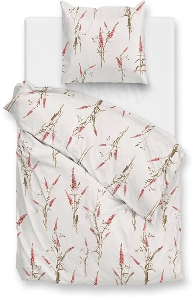 Zohome Elodie Dekbedovertrek - Naturel - Eenpersoons - Dekbedhoes van 100% Katoen-Flanel - Bloemen - 140x220 + 1 sloop 60/70 cm - AW25