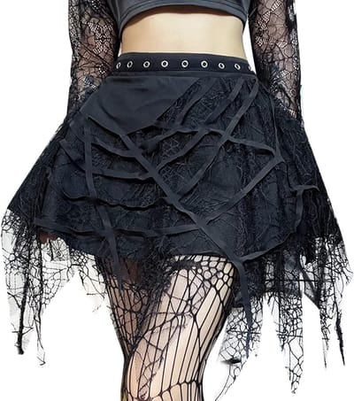 Zwarte Korte Punk Mini Rok voor Dames - Steampunk Cosplay Party Outfit met Hoge Taille en A-lijn Design, Verkrijgbaar in S, M, L, XL