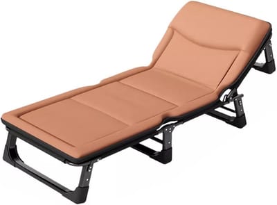 Opvouwbaar Campingbed - Reisbed Volwassenen - Buiten Ontspannen - Verstelbare Rugleuning - 192 x 65 x 28 cm - Bruin