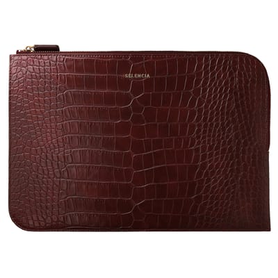 Selencia Croco Laptop Sleeve - Laptop Hoes geschikt voor 11 inch - Tablet Sleeve - Burgundy
