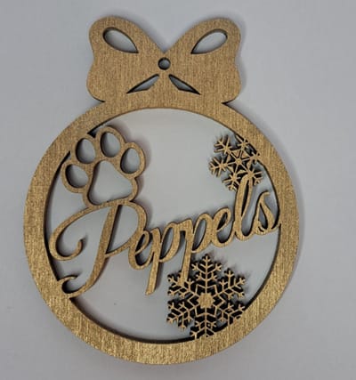 Kerstbal met naam design hondenpoot