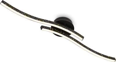 Briloner - REY - Plafondlamp - Wandlamp - Glitter effect met laser gat optiek - 12W - 1400 lm - Warm wit - zwart
