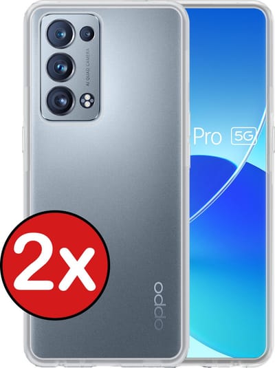 Hoesje - 2 Stuks - Geschikt voor OPPO Reno 6 Pro - Sterk & Shockproof - Telefoonhoes - Back Cover - Case Siliconen - Telefoon Hoes - Transparant