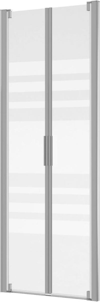 Allibert LAJA – 2 pendeldeuren streep glas, Chroom profiel 86-91 x 200 cm