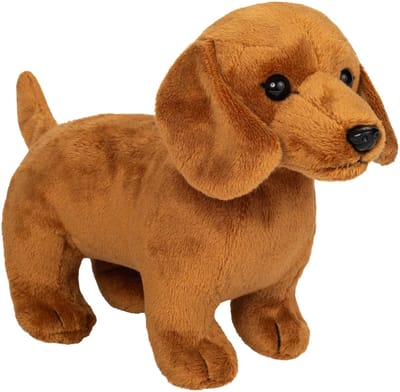 Hermann Teddy Knuffeldier hond Teckel - zachte pluche stof - premium kwaliteit knuffels - lichtbruin - 21 cm