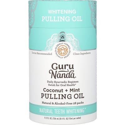 GuruNanda, Whitening Pulling Oil, Kokos + Munt, 28 pakjes, 0,4 fl oz (12 ml) elk