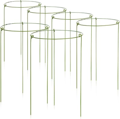 SnelShoppen - 6x Bloemen- en Perennialhouder 28 cm - Ronde Struiksteun voor Bloemen, Klimplanten en Perennials - Diameter 18 cm - Tuinaccessoires