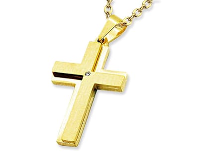 Amanto Ketting Djaruz G - 316L Staal PVD - Kruis - 39x23mm - 60cm