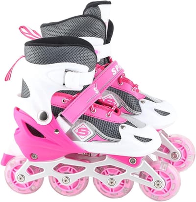 Kinder Rolschaatsen - Inline Skates - Leren Skaten - Schokbestendig PP Materiaal - Verstelbaar - Blauw Wit