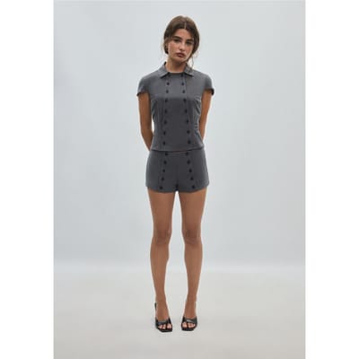 Stradivarius Geklede micro-short met knopen  Donkergrijs 34
