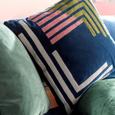 Dutch Decor REMY - kussenhoes 45x45 cm - 100% katoen - geborduurd - Insignia Blue - blauw - met rits - zonder binnenkussen
