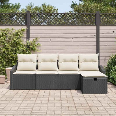 vidaXL Bankstel met kussen 6 pcs poly rattan