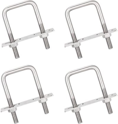 Dailygoods- Beugelschroef M8 50 x 80 mm - 4 stuks U-bouten - U-beugels met schroefdraad - Beugelklem voor buisbevestiging - Duurzaam en eenvoudig te installeren - Geschikt voor autoreparatie - U-bout