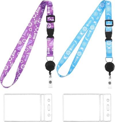Set van 2 Uittrekbare Boordkaarten Hangers met Waterdichte ID-Hoes voor Cruises en Conferenties