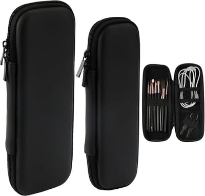2 Stuks Eva Pennenetui, Zwart, Met Ritssluiting, Klein en Smal Voor Pennen, Potloden, USB-Kabel, Reiscosmetica - Modern en Functioneel