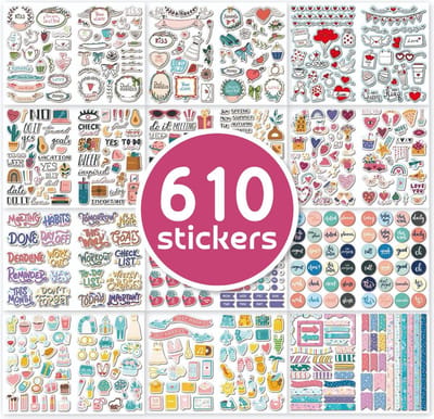 Bruiloft Stickers - 610 Huwelijk Stickers voor Trouwalbum en Planner - Feestelijke Decoratie Fotoalbum