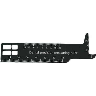 1 pièce Règle Multifonction pour Laboratoire Dentaire pour la Conception Esthétique de Couronne Bridge Instrument de Mesure Prothétique Échelle Multi-Fenêtres
